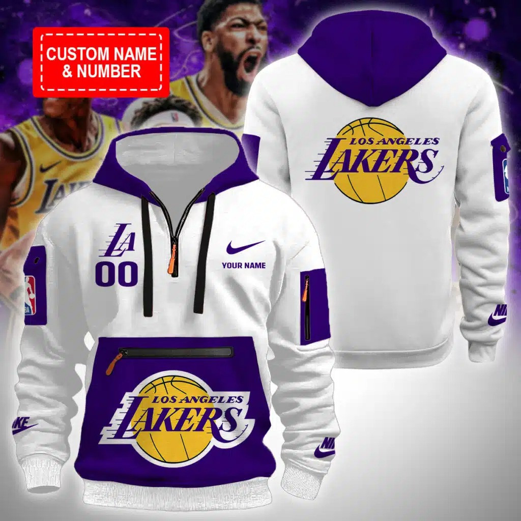 Custom Los Angeles Lakers Quarter Zip Hoodie Lakers Fan Merch Father's Day Gift Ideas-1 Custom Los Angeles Lakers Quarter Zip Hoodie Lakers Fan Merch Father's Day Gift Ideas-1