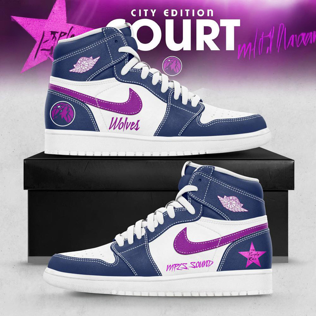 Custom Minnesota Timberwolves 2025 City Court Air Jordan 1 Sneaker Timberwolves Merch Him Gifts-1
