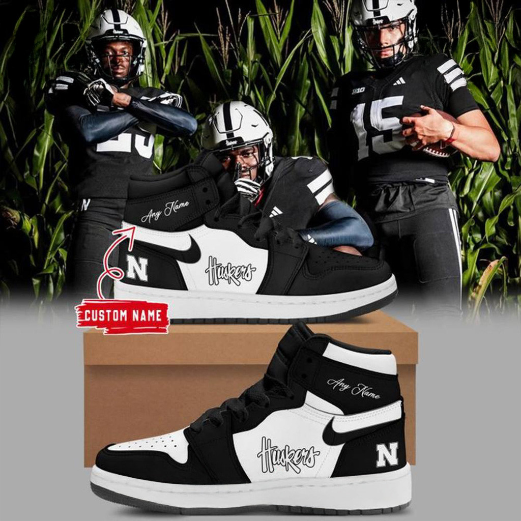 Custom Nebraska Cornhuskers Dark Mode Special Air Jordan 1 Sneaker Cornhuskers Merch Fans Gifts-1