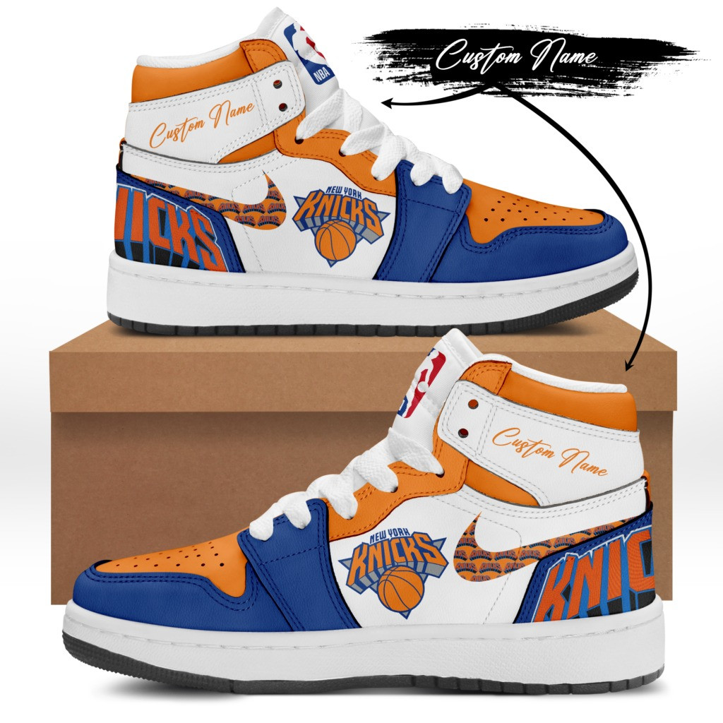 Custom New York Knicks Air Force 1 High Top Shoes Sneakers Merchandise Best Fan Gifts-1
