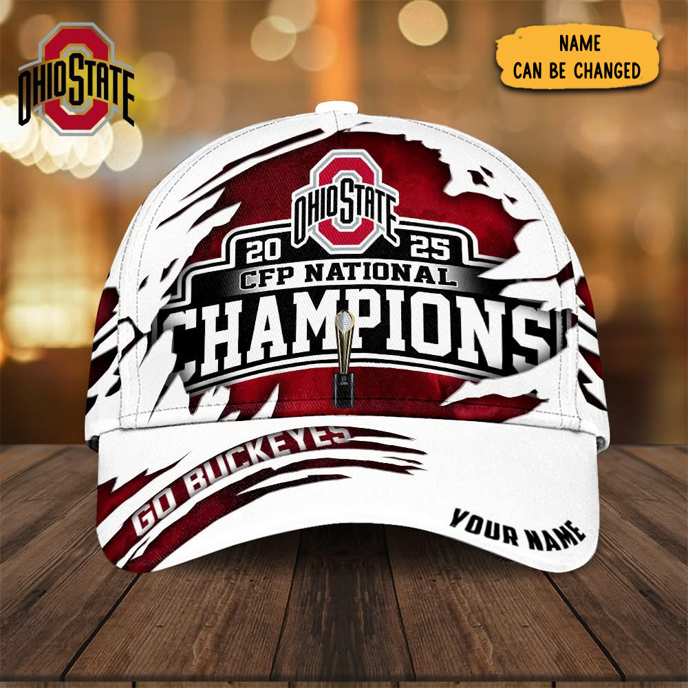 Custom Ohio State CFP National Champions Hat 2025 Go Buckeyes Championship Merch Ball Cap-1 Custom Ohio State CFP National Champions Hat 2025 Go Buckeyes Championship Merch Ball Cap-1