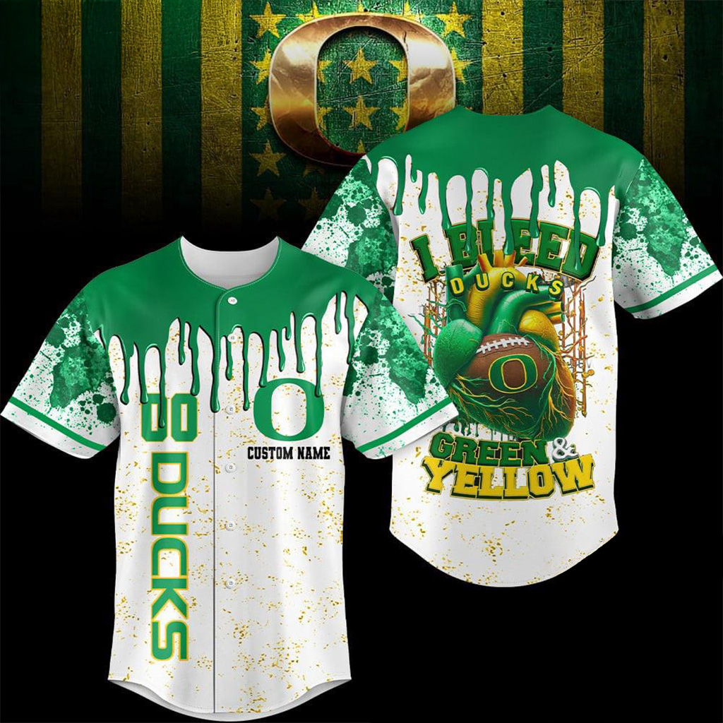 Custom Oregon Ducks NCAA I Bleed Baseball Jersey Oregon Ducks Merch Gift Ideas For Brother-1