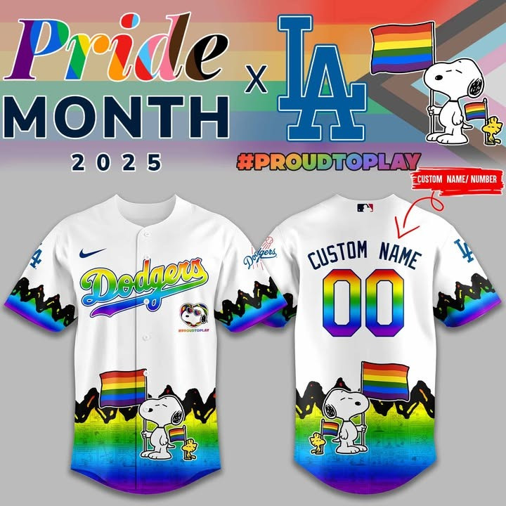 Custom Peanuts Snoopy Los Angeles Dodgers Pride Month Jersey 2025 Dodgers Fan Merch Gifts-1