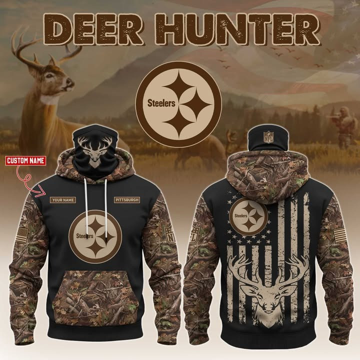 Custom Pittsburgh Steelers X Deer Hunting Camo Hoodie Fan Unique Steelers Gifts-1