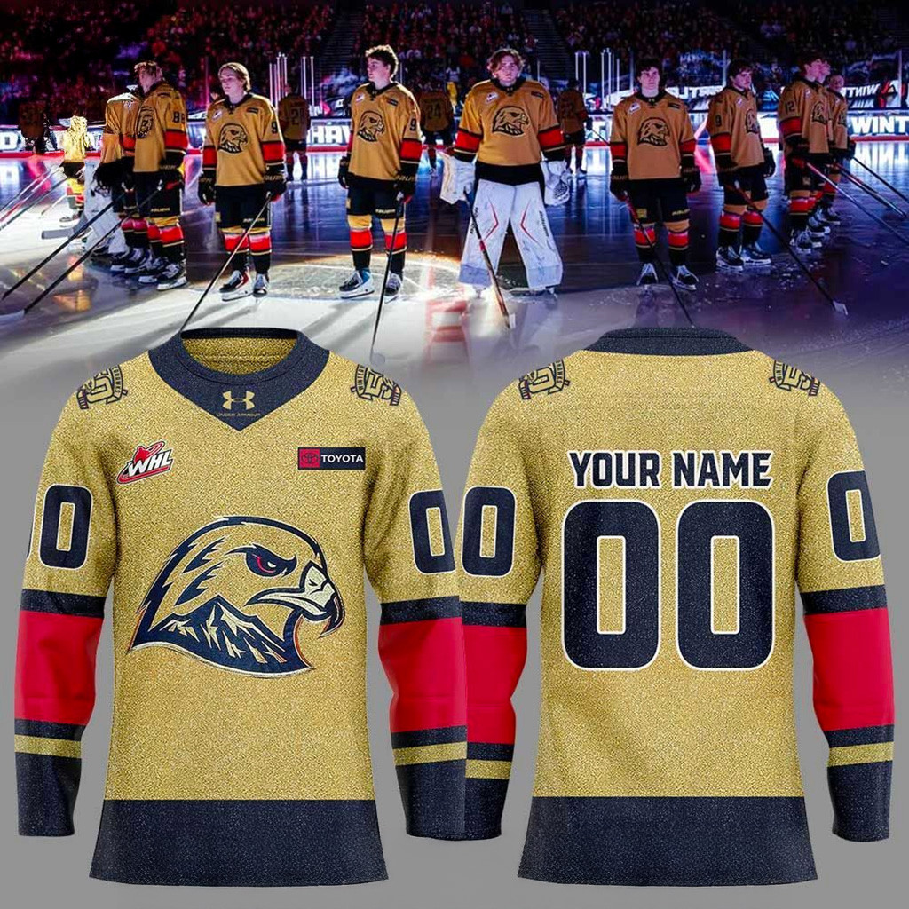 Custom Portland Winterhawks 50th Golden Uniform Jersey Winterhawks Merch Xmas Gifts For Dad-1