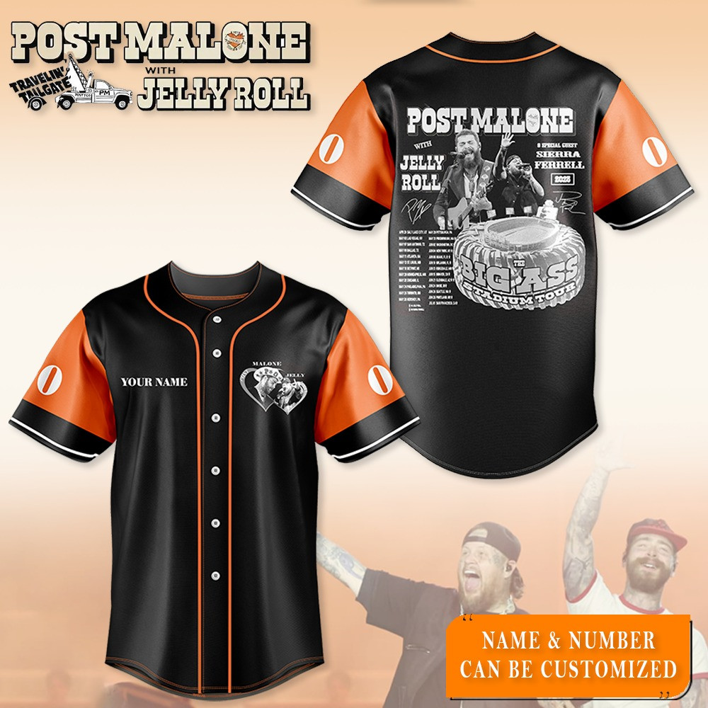 Custom Post Malone Jelly Roll Big Ass Stadium Tour Merch Jersey 2025 Concert Fan Apparel-1 Custom Post Malone Jelly Roll Big Ass Stadium Tour Merch Jersey 2025 Concert Fan Apparel-1