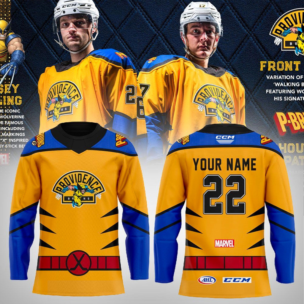 Custom Providence Bruins Marvel Wolverine Uniform 2025 Hockey Jersey Bruins Merch For Fans-1