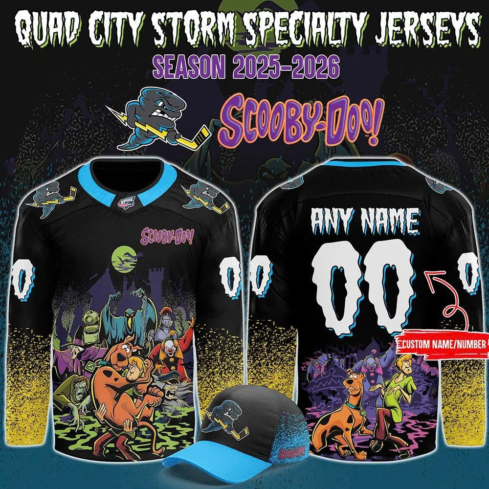 Custom Quad City Storm x ScooBy-Doo Night 2025 Jersey Fan Merch Gifts For Hockey Lovers-1