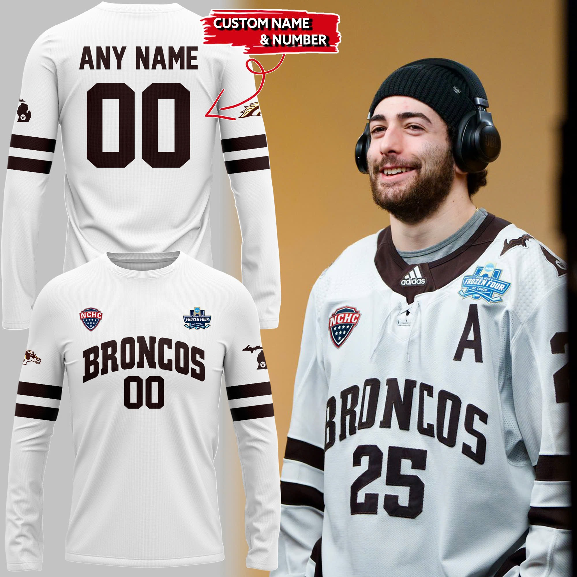 Custom Western Michigan National Championship Gear Long Sleeve Shirt 2025 Hockey Frozen Four-1 Custom Western Michigan National Championship Gear Long Sleeve Shirt 2025 Hockey Frozen Four-1