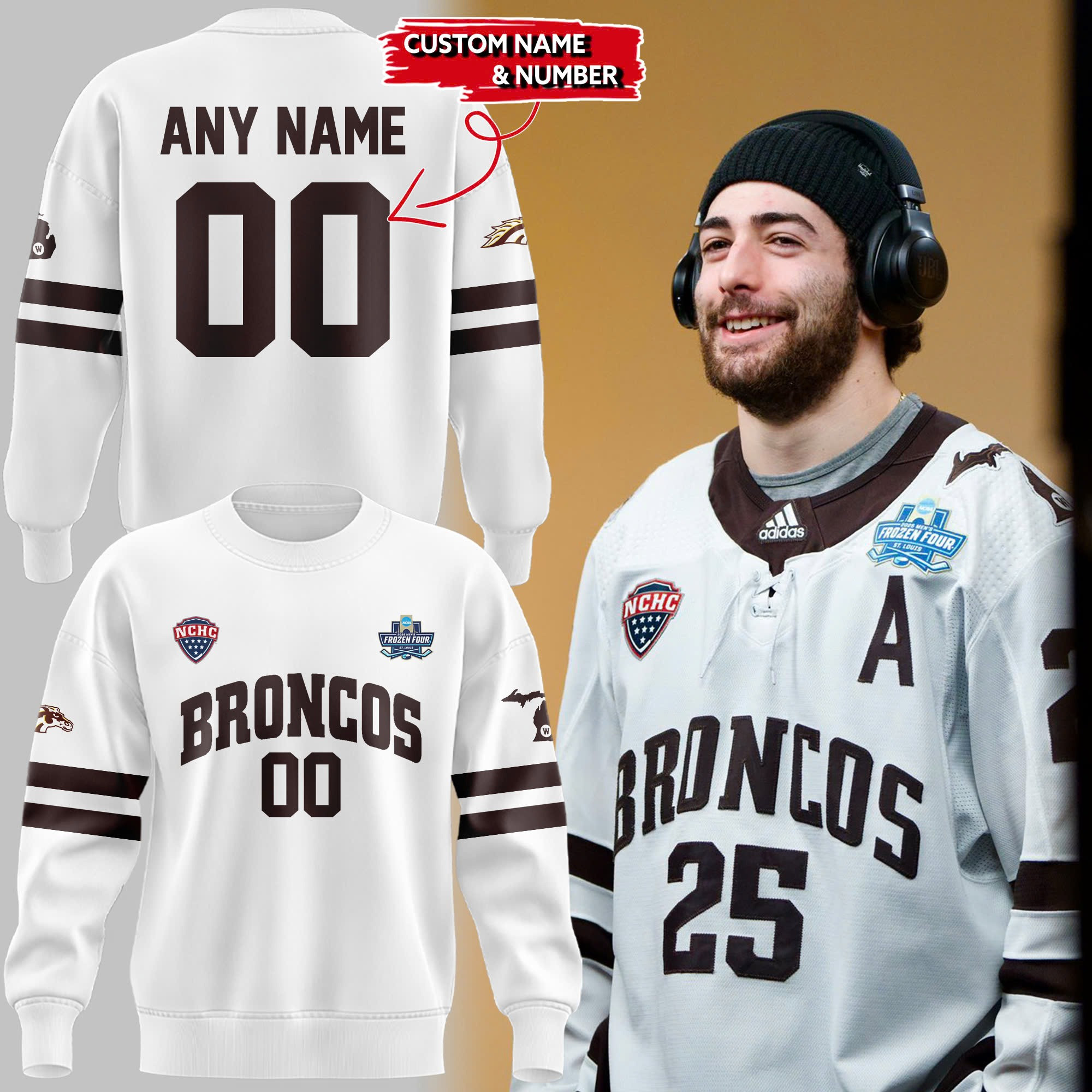 Custom Western Michigan National Championship Gear Sweatshirt 2025 Hockey Frozen Four-1