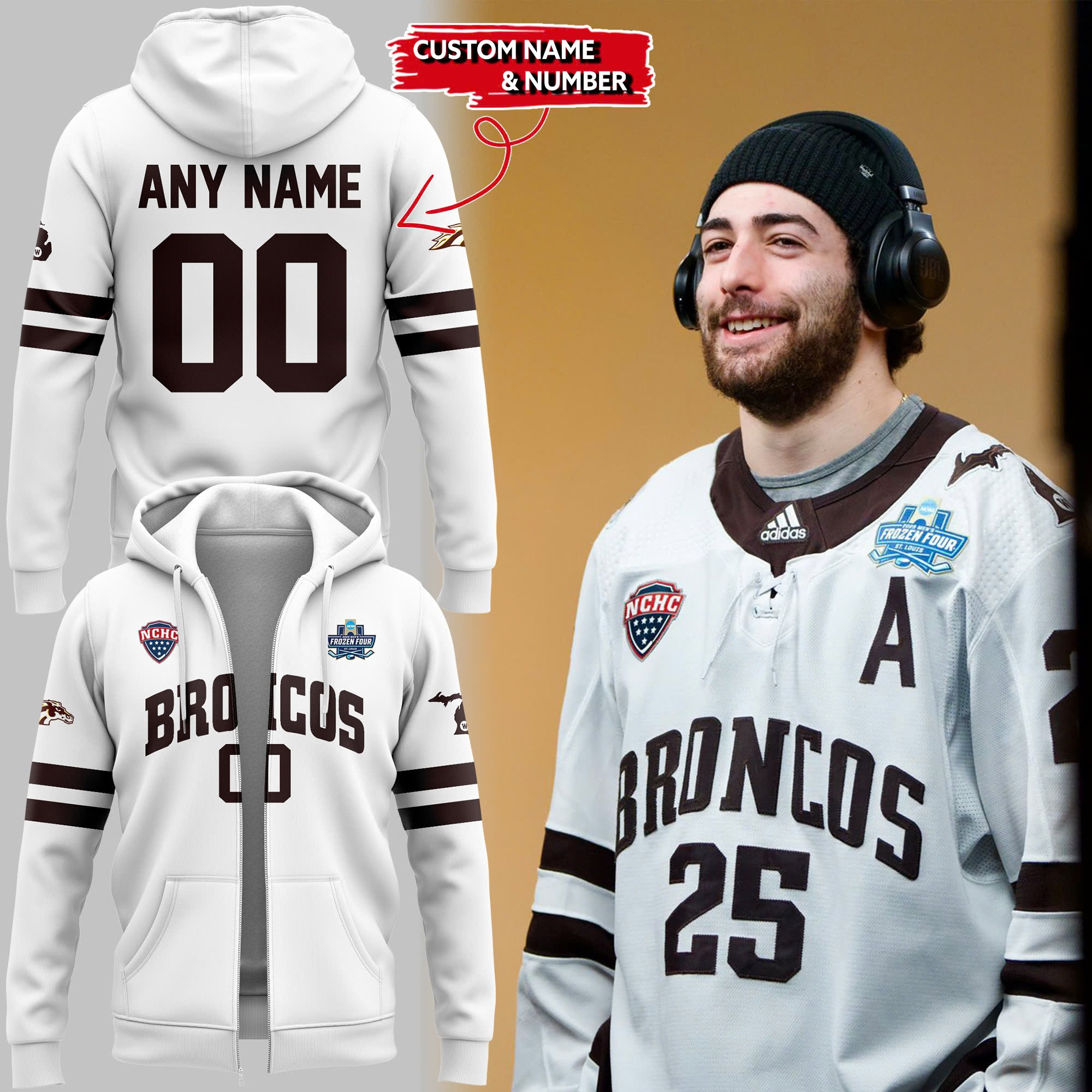 Custom Western Michigan National Championship Gear Zip Hoodie 2025 Frozen Four NCAA Hockey-1 Custom Western Michigan National Championship Gear Zip Hoodie 2025 Frozen Four NCAA Hockey-1