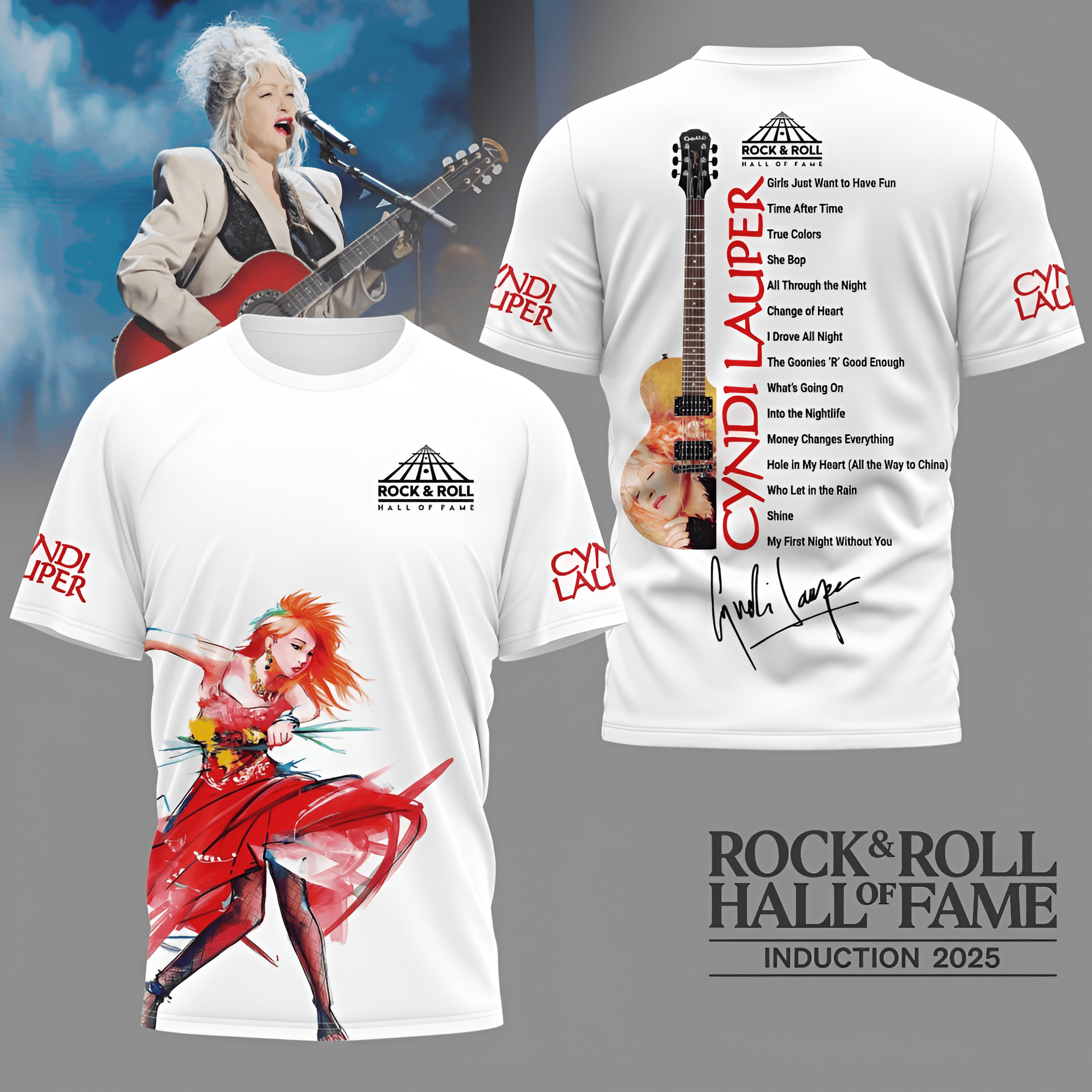 Cyndi Lauper Rock And Roll T-Shirt Cyndi Lauper Signature Tee Tracklist Shirt Rock N Roll Gifts-1