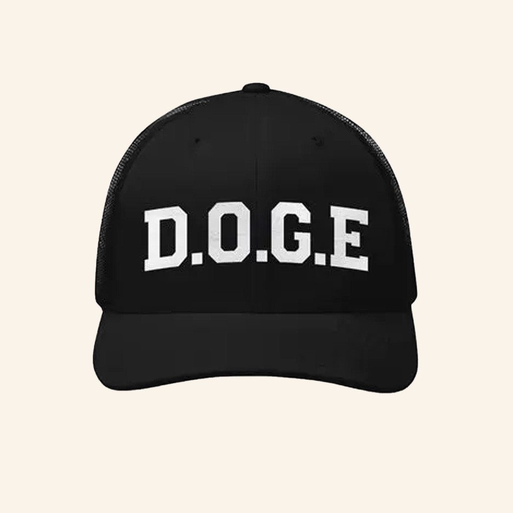 DOGE Gov Merch DOGE White Letters Embroidered Trucker Hat Gifts For Dad-1