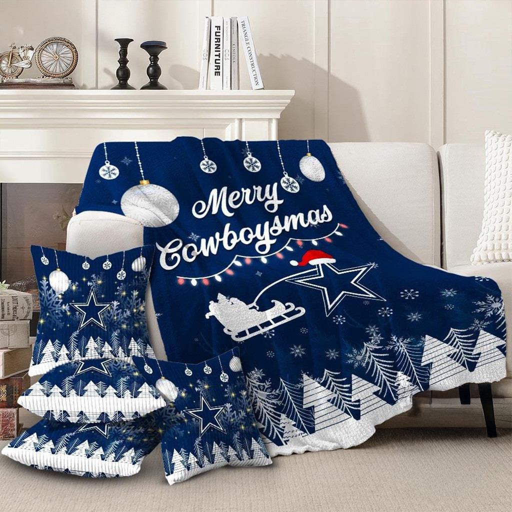 Dallas Cowboys Football 2025 NFL Christmas Blanket Cowboys Merch Merry Xmas Bed Decor-1
