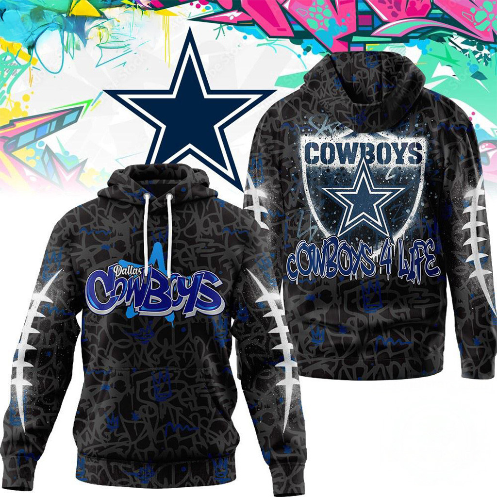 Dallas Cowboys NFL Special Graffiti My Team 4 Life Hoodie Cowboys Merch Football Lovers Gifts-1