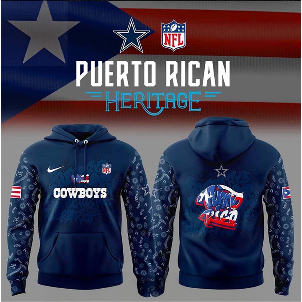 Dallas Cowboys Puerto Rican Heritage Hoodie Dallas Cowboys Merch Gifts For Football Fans-1