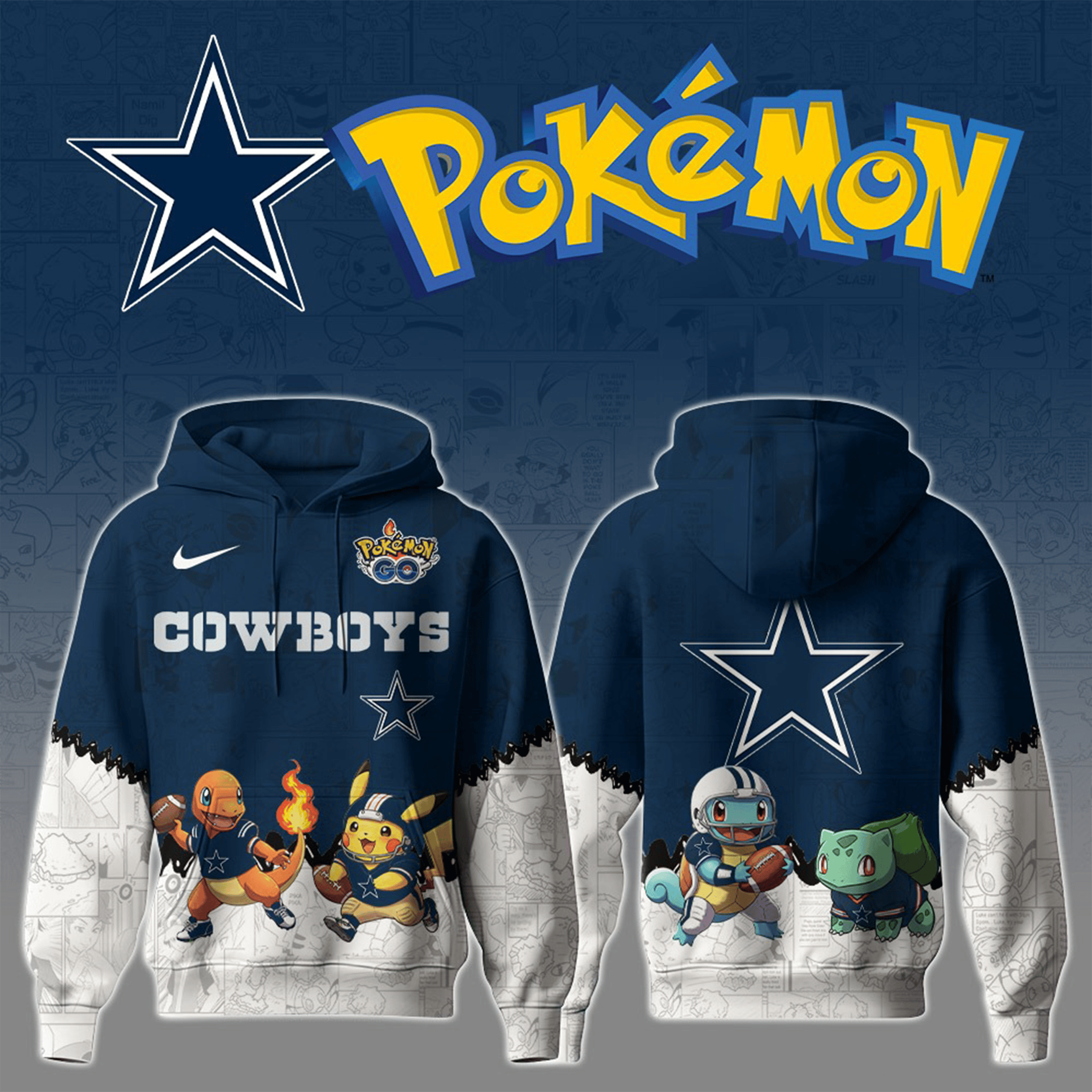 Dallas Cowboys X Pokemon Hoodie Special Pokemon Limited Edition Hoodie Cowboys Football Gifts-1