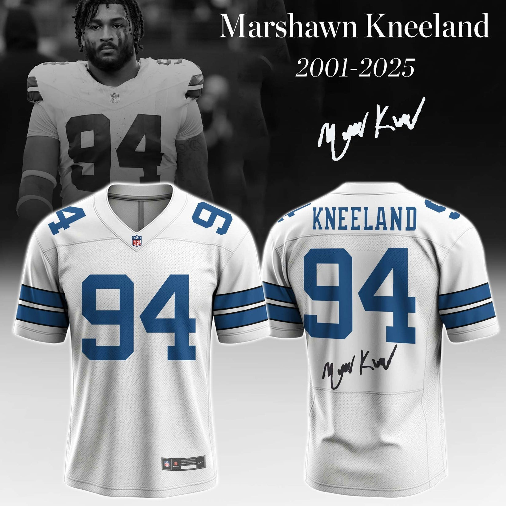 Dallas Cowboys x In Memory Of Marshawn Kneeland Football Jersey Signature Shirt Sport Fan Gift-1