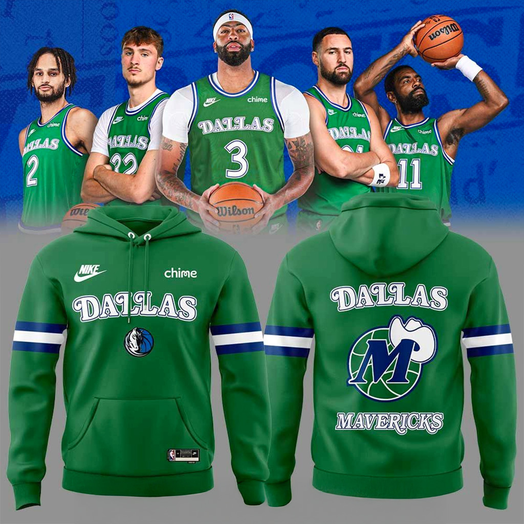 Dallas Mavericks Classic Green Uniform Hoodie Mavericks Merch Christmas Presents For Him-1