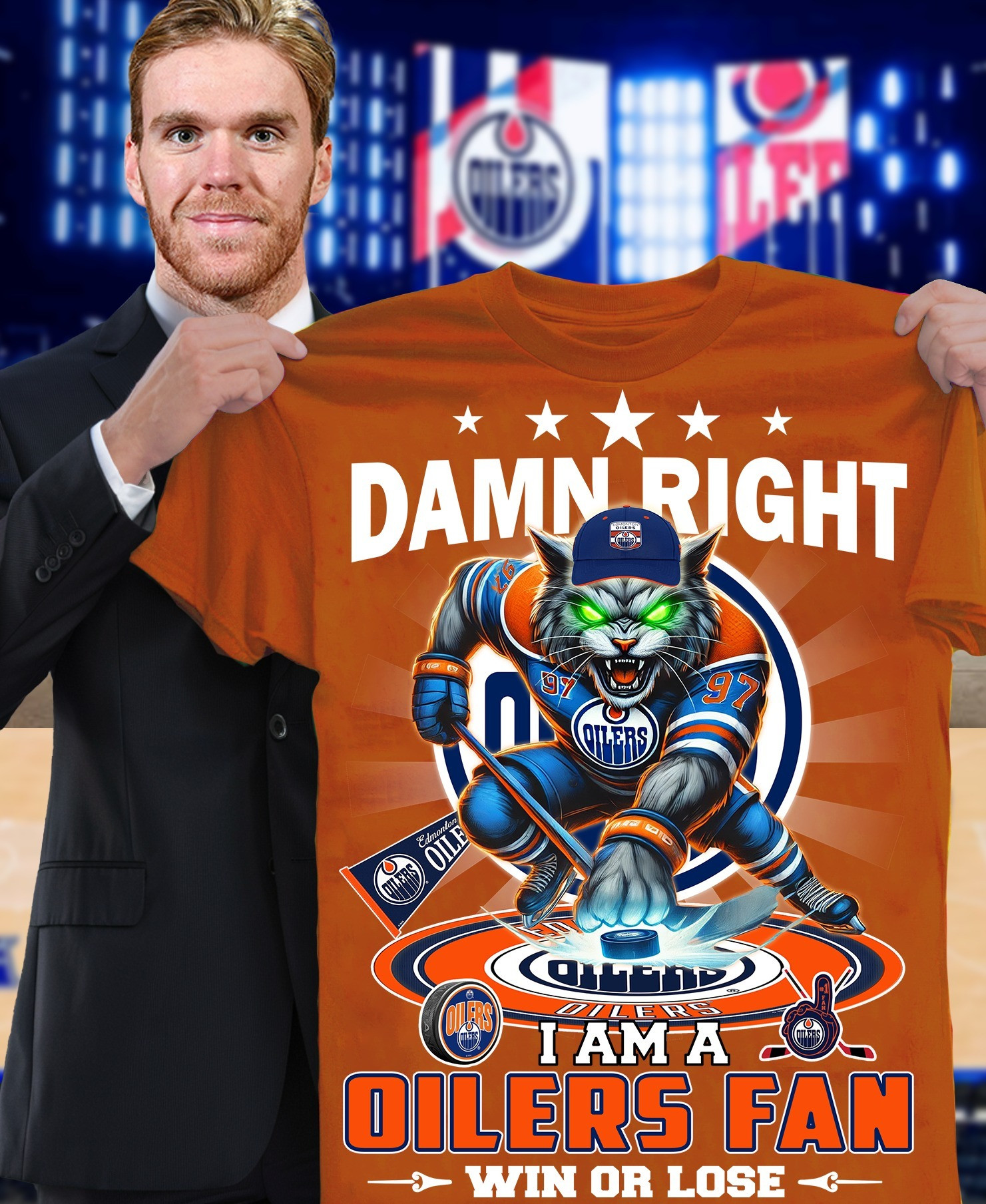 Damn Right I'm A Oilers Tigers Fan Now And Forever T-Shirt Edmonton Oilers Hockey Fan Gifts-1