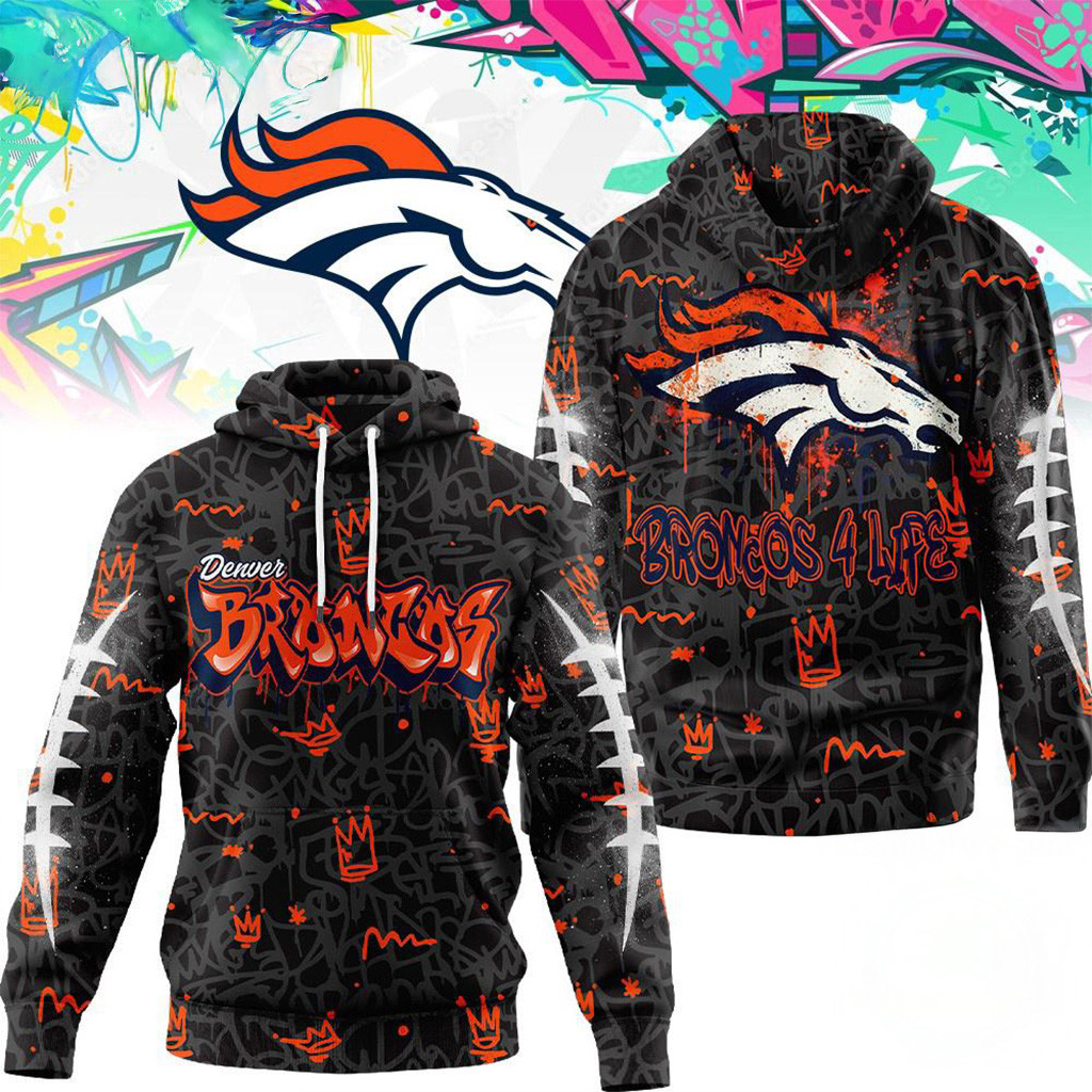 Denver Broncos NFL Special Graffiti My Team 4 Life Hoodie Broncos Merch Christmas Ideas For Him-1