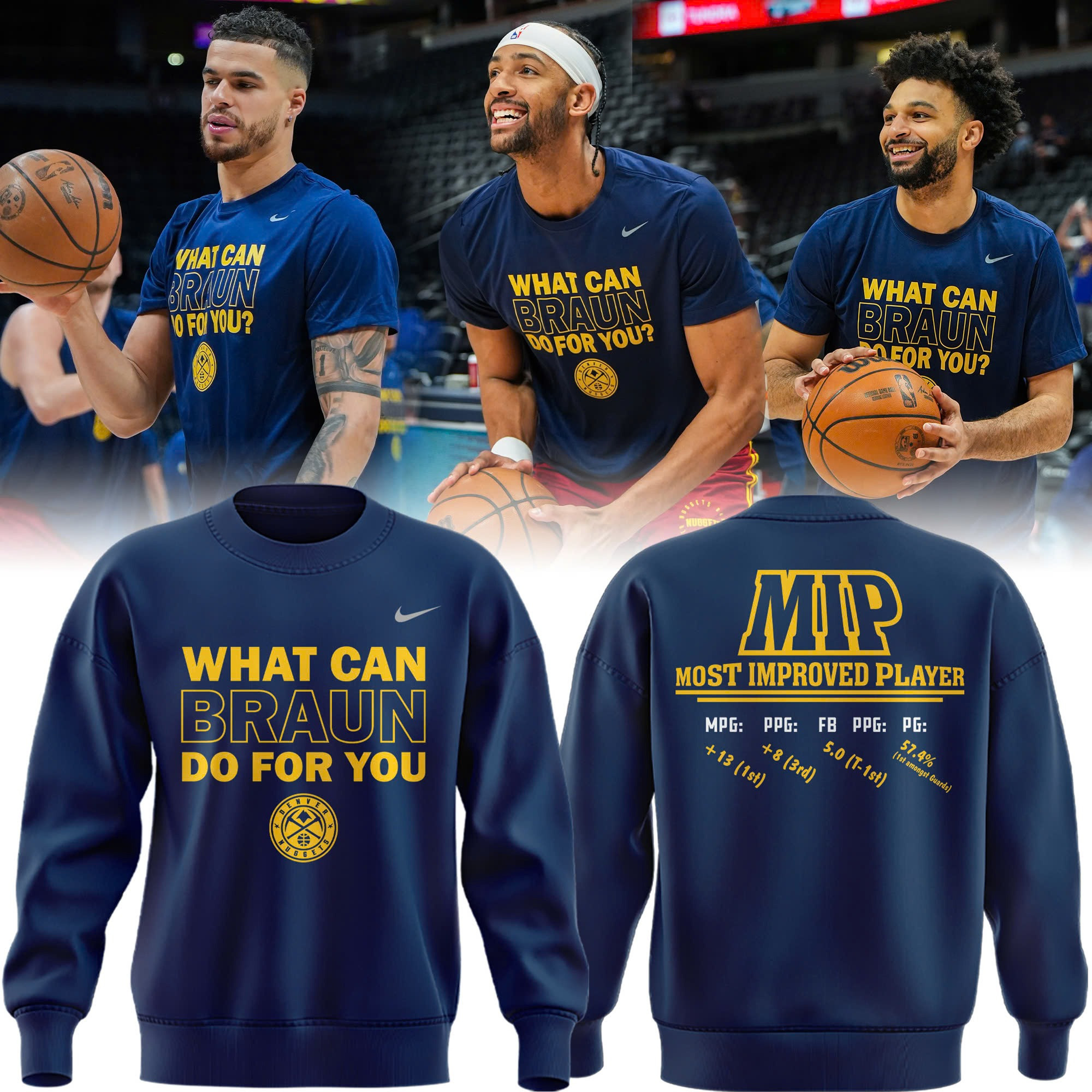 Denver Nuggets Merch MIP 2025 Most Improved Player Sweatshirt What Can Braun Do For You-1