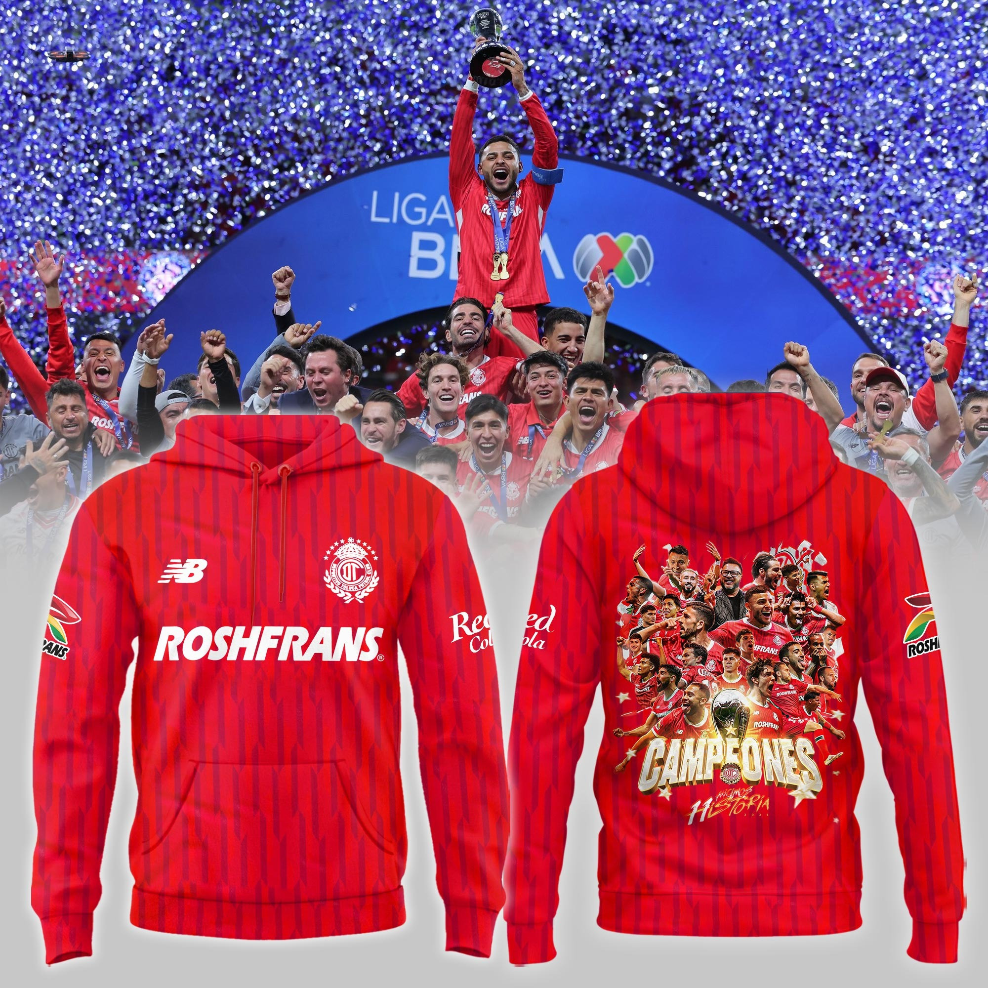 Deportivo Toluca FC 2025 Clausura CAMPEONES Hoodie Men's Merch Gifts For Fans-1
