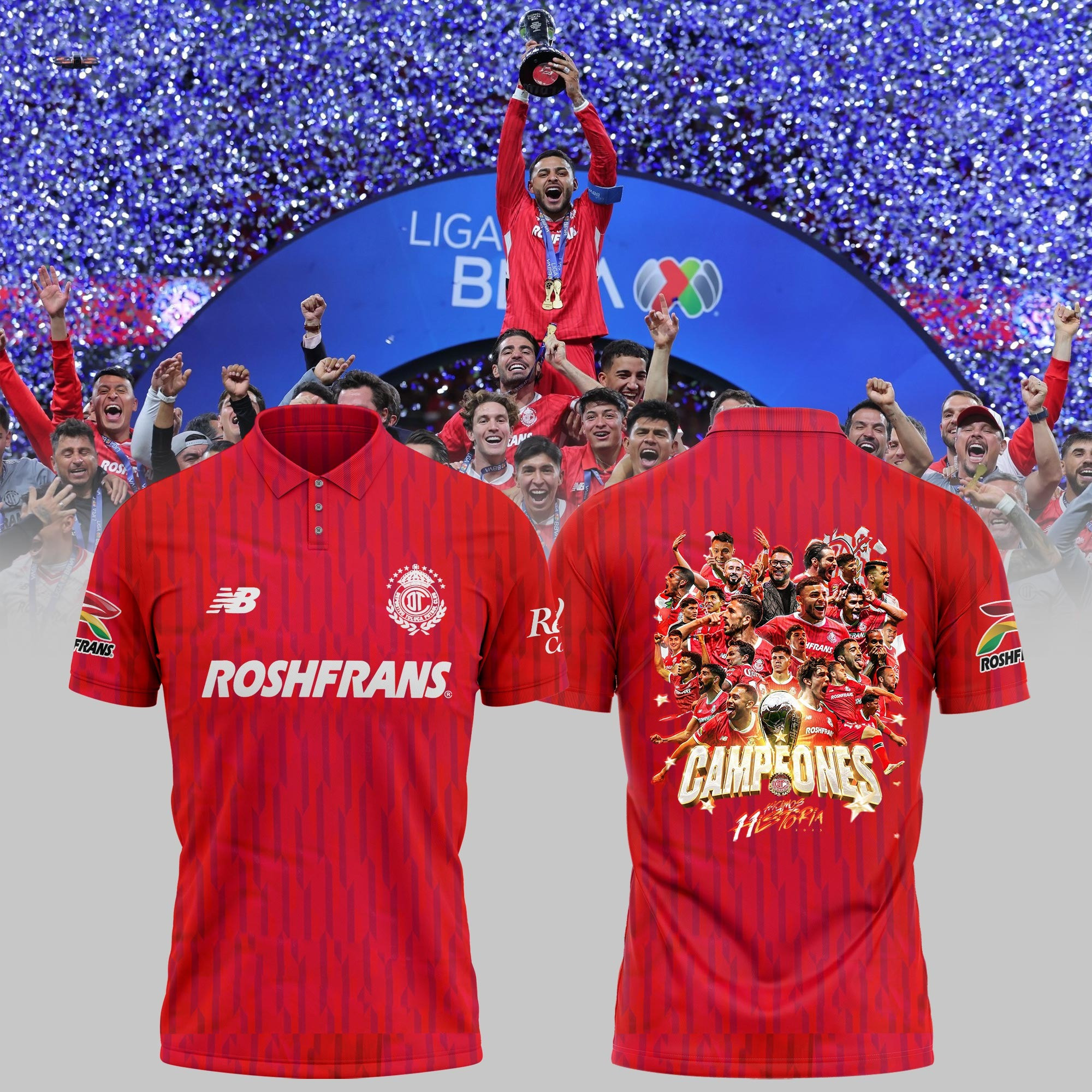 Deportivo Toluca FC 2025 Clausura CAMPEONES Polo Shirt Men's Fan Merch Gifts-1