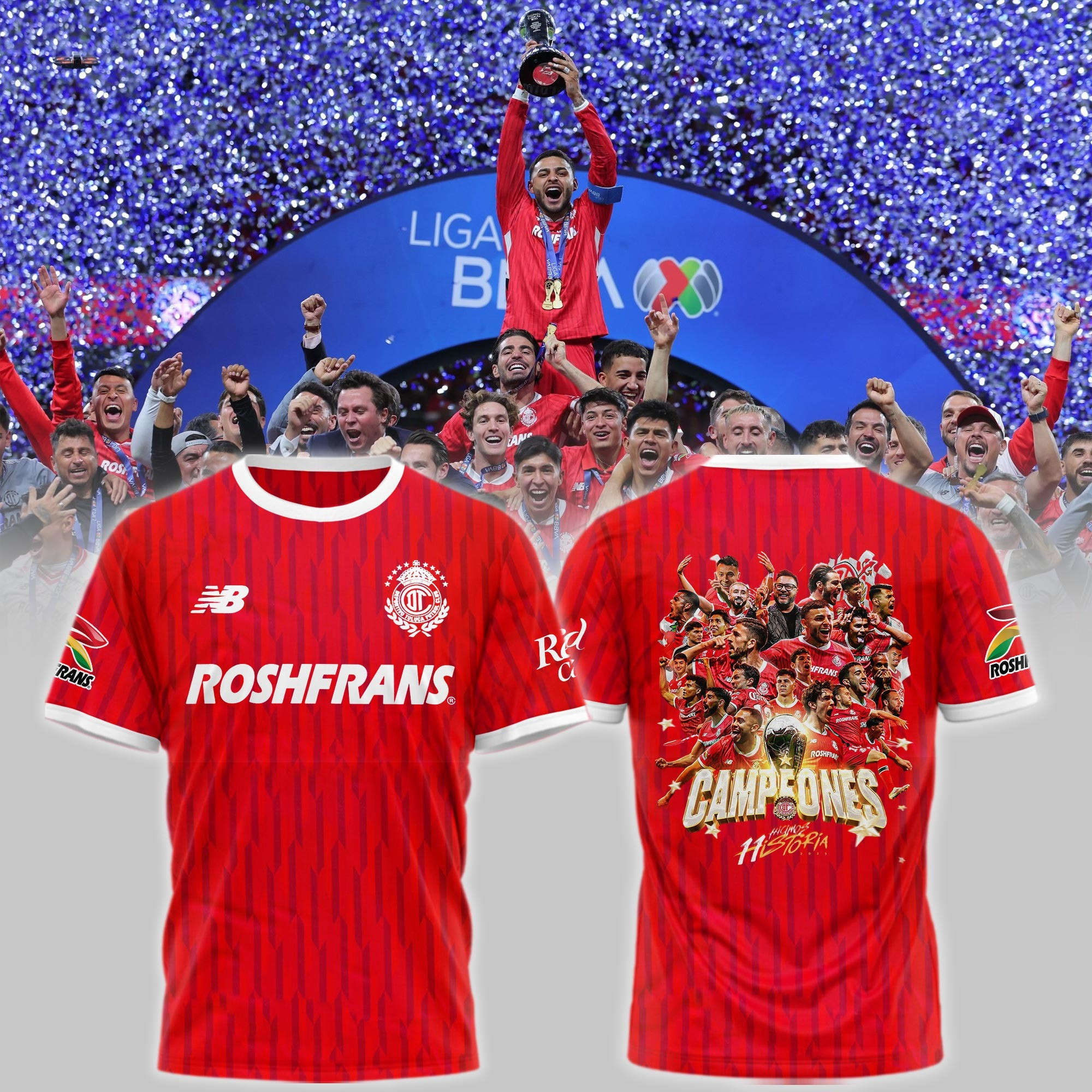 Deportivo Toluca FC 2025 Clausura CAMPEONES T-Shirt Men's Merch Soccer Gifts For Fans-1