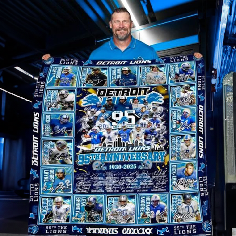 Detroit Lions 95Th Anniversary 1930 2025 Blanket 95Th The Lions Merch Football Presents-1