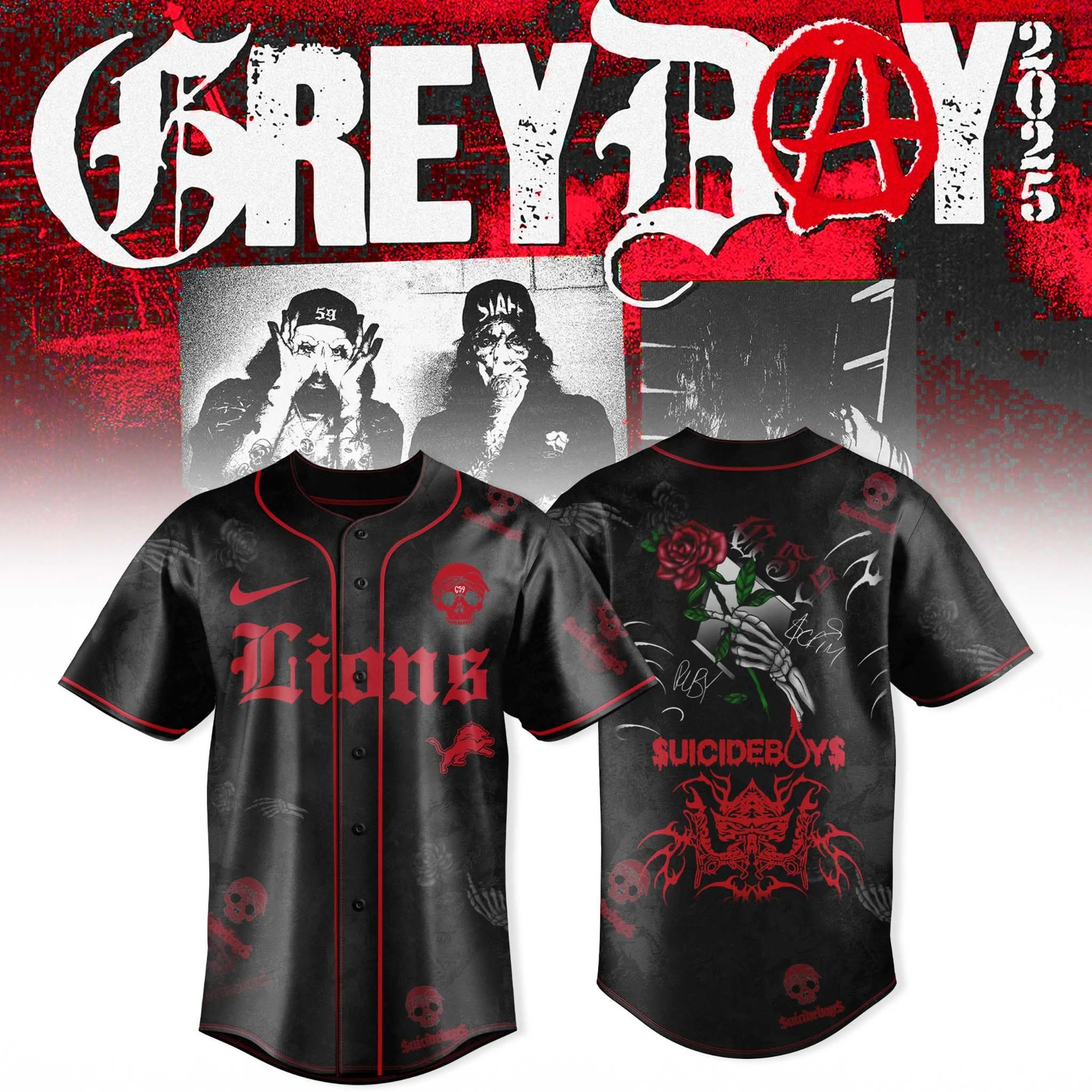 Detroit Lions x $uicideboy$ Grey Day Tour Merch 2025 Jersey Concert Fan Gifts For Him-1
