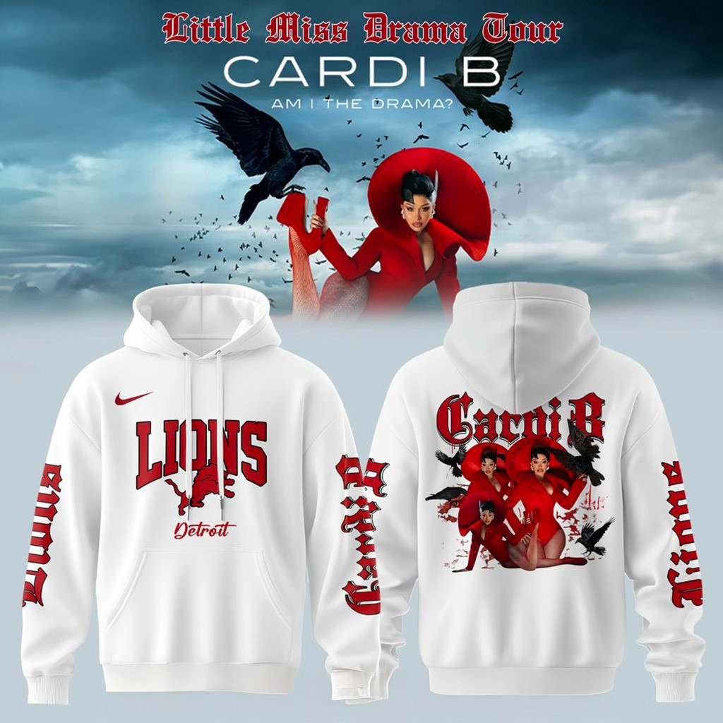 Detroit Lions x Cardi B Little Miss Drama Tour 2026 Hoodie Lions Merch Gifts For Football Fan-1 Detroit Lions x Cardi B Little Miss Drama Tour 2026 Hoodie Lions Merch Gifts For Football Fan-1