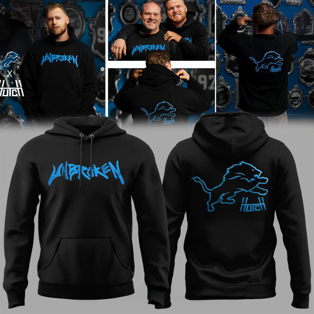 Detroit Lions x House Of Hutch Special Black Hoodie Lions Merch Best Gift For Football Lovers-1