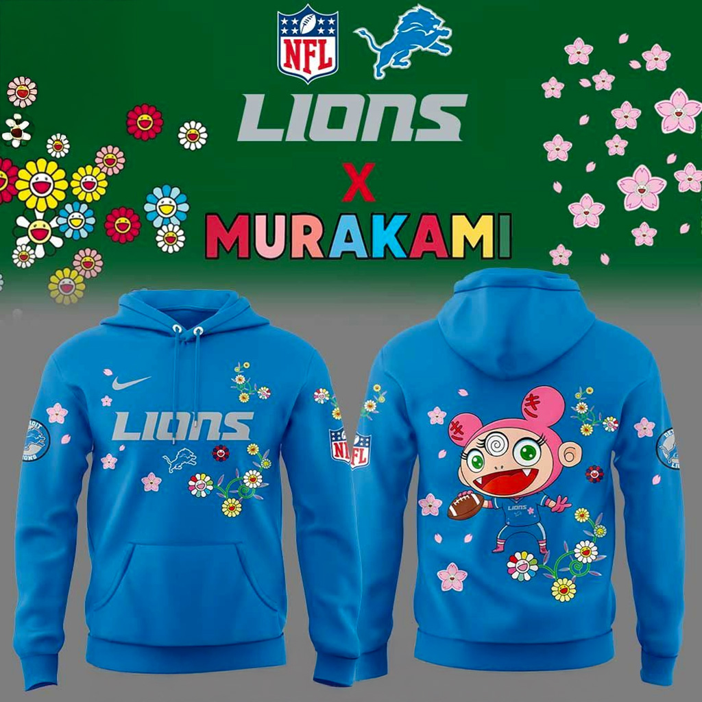 Detroit Lions x Takashi Murakami Hoodie Detroit Lions Merch Best Gifts For Football Fans-1