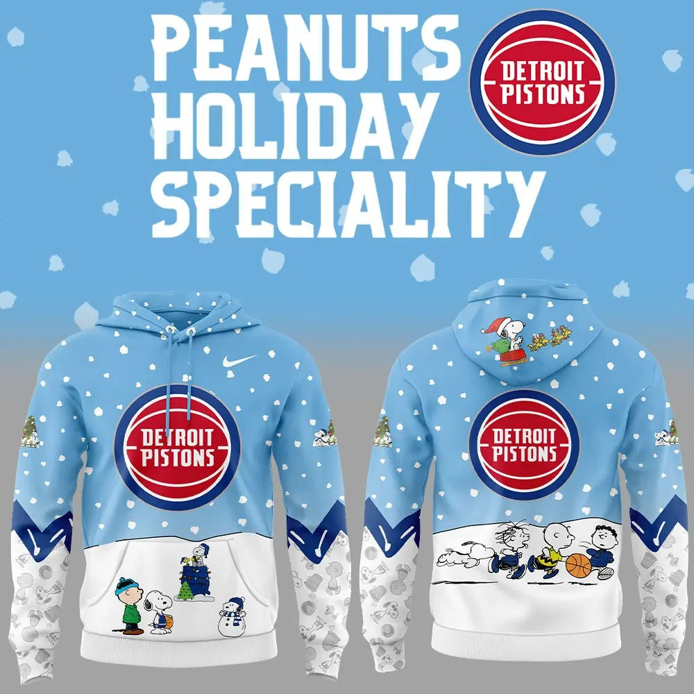 Detroit Pistons Peanuts Night Snoopy Hoodie Cute Gifts For Peanuts Lovers Pistons Fans-1
