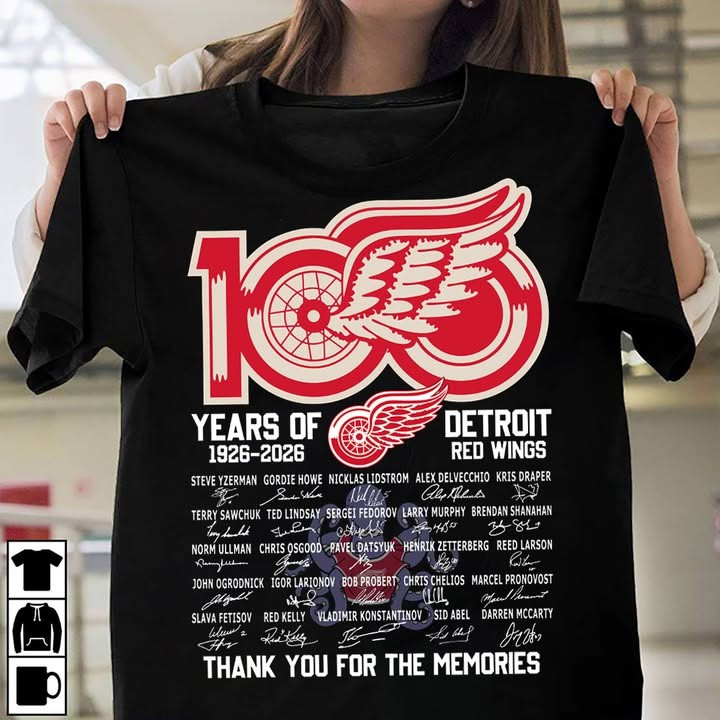 Detroit Red Wings 100Th Anniversary 1926-2026 T-Shirt Thank You For The Memories Fan Gifts-1