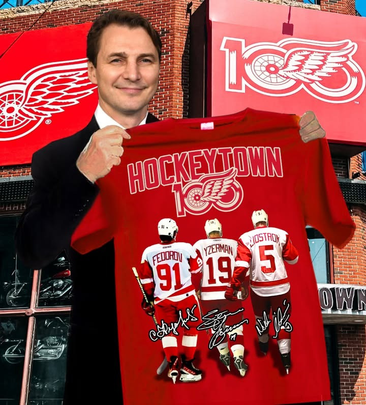 Detroit Red Wings Hockeytown Legends T-Shirt Yzerman Fedorov And Lidstrom Hockey Fan Merch-1