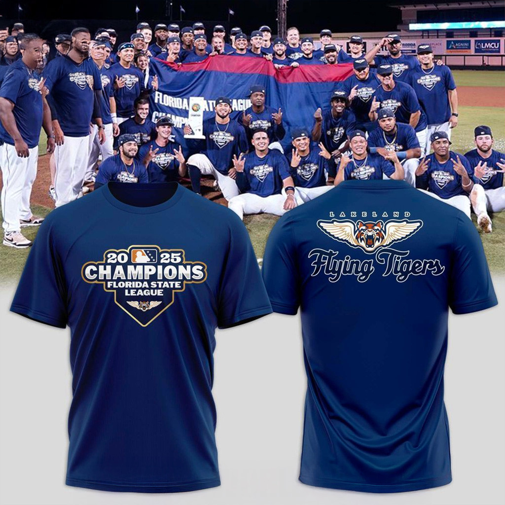 Detroit Tigers 2025 Champions Florida State League Lakeland Flying T-Shirt Tigers Merch-1
