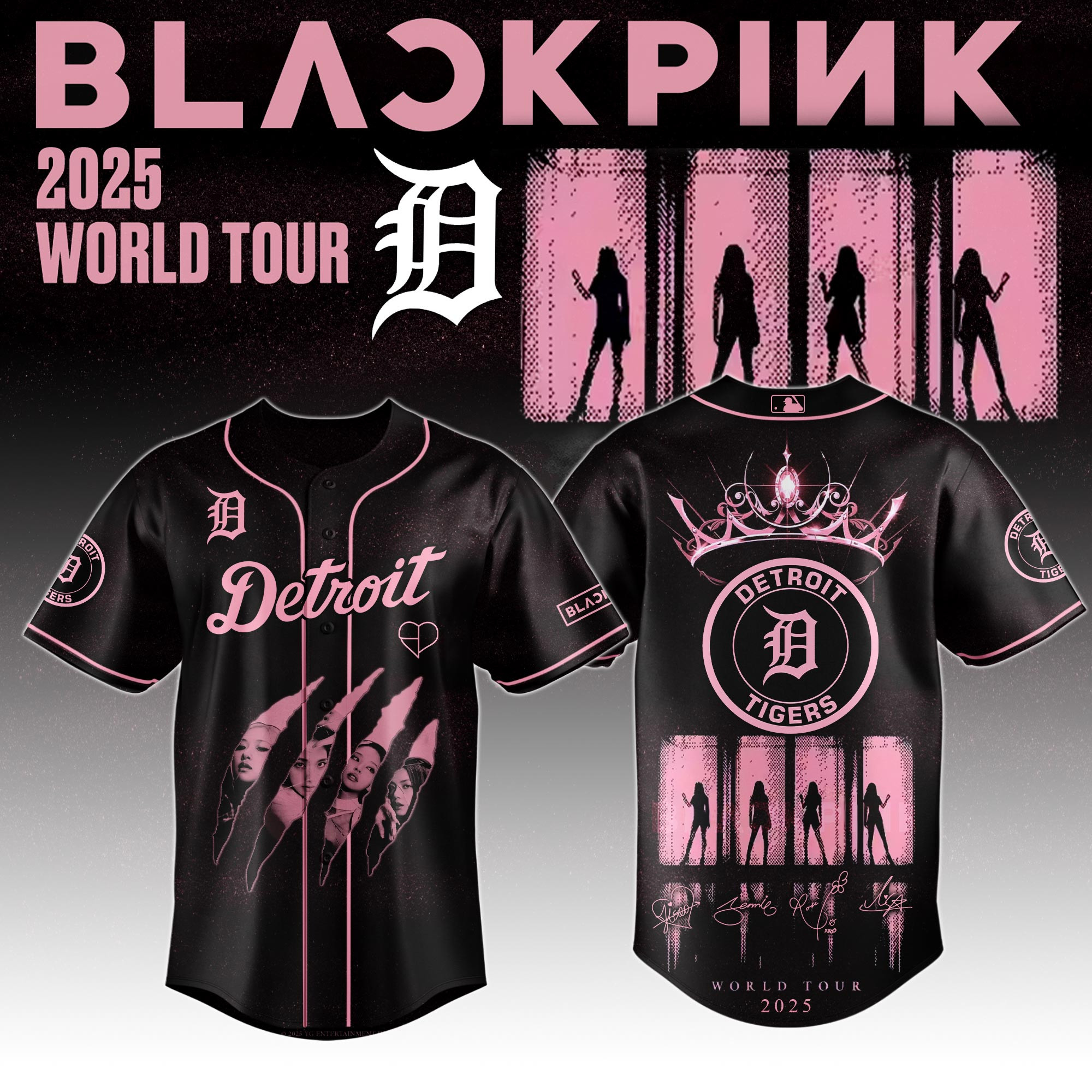 Detroit Tigers Mlb X Black Pink World Tour Baseball Jersey For Fans Detroit Tigers Merch-1