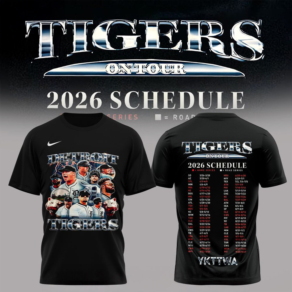 Detroit Tigers On Tour 2026 Schedule T-Shirt Detroit Tigers Merch Cool Baseball Gifts-1