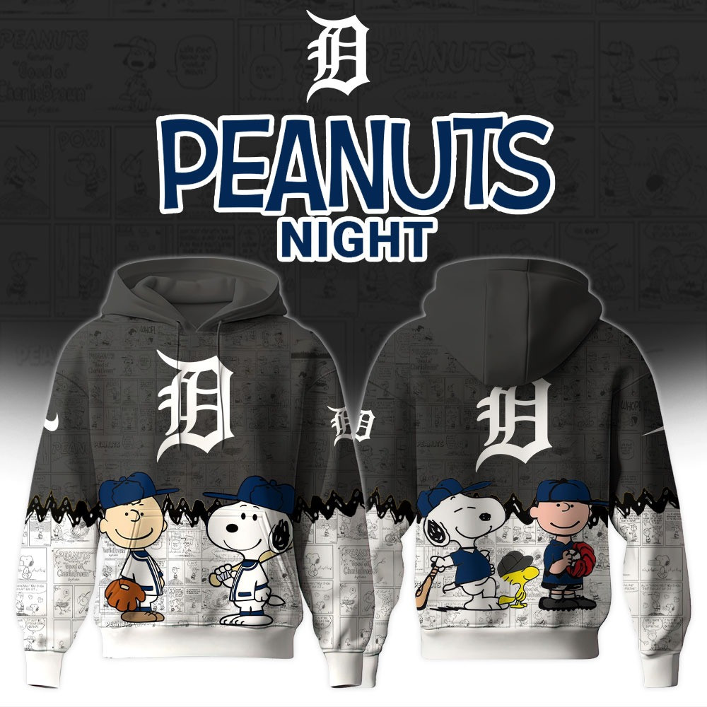 Detroit Tigers Peanuts Night Snoopy Hoodie Unique Fan Merch Best Detroit Tigers Gifts-1