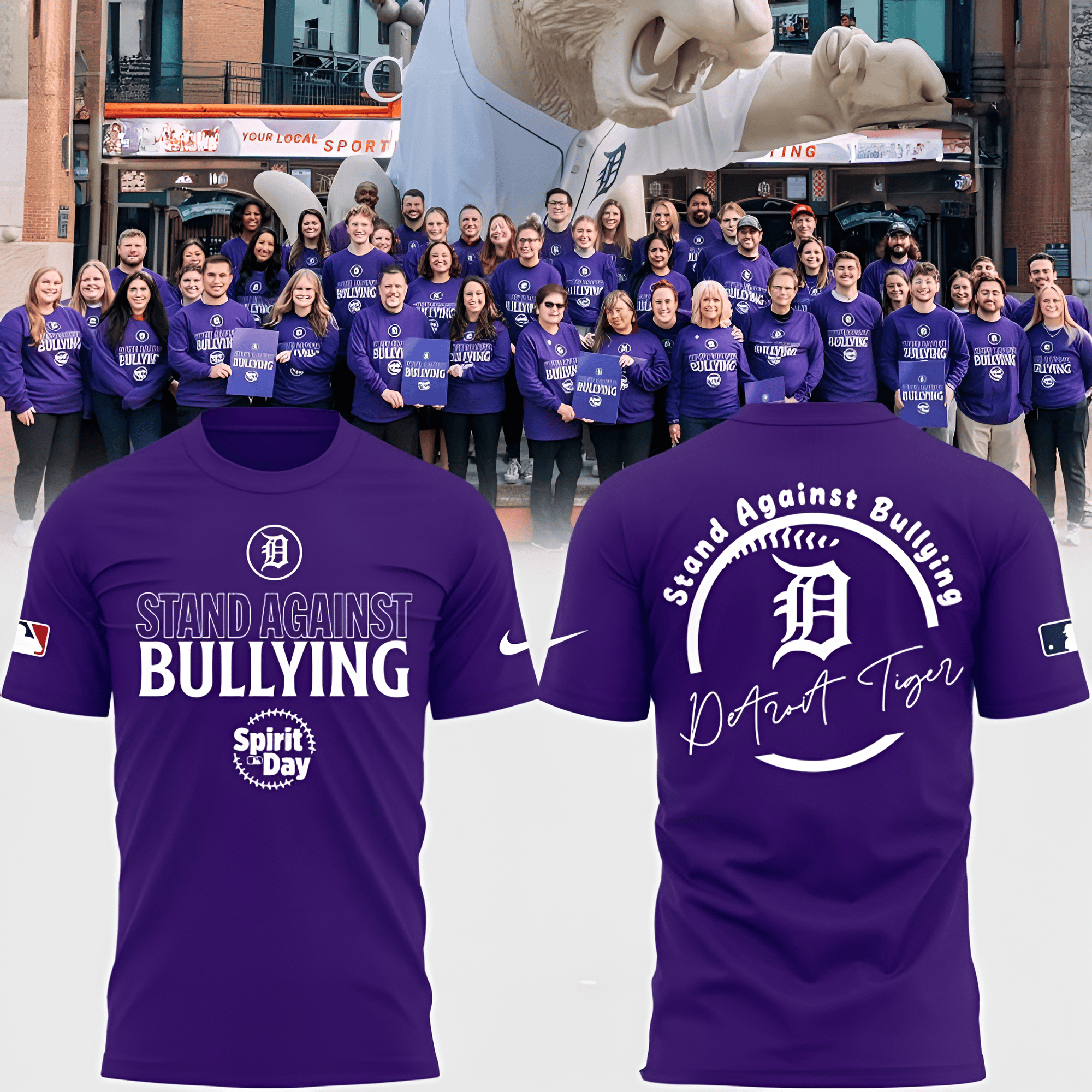 Detroit Tigers Spirit Day 2025 Stand Against Bullying T-Shirt Detroit Tigers Merch Gifts-1