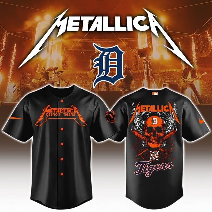 Detroit Tigers X Metallica 2025 Jersey MLB Merch Baseball Cool Gifts For Metallica Fans-1