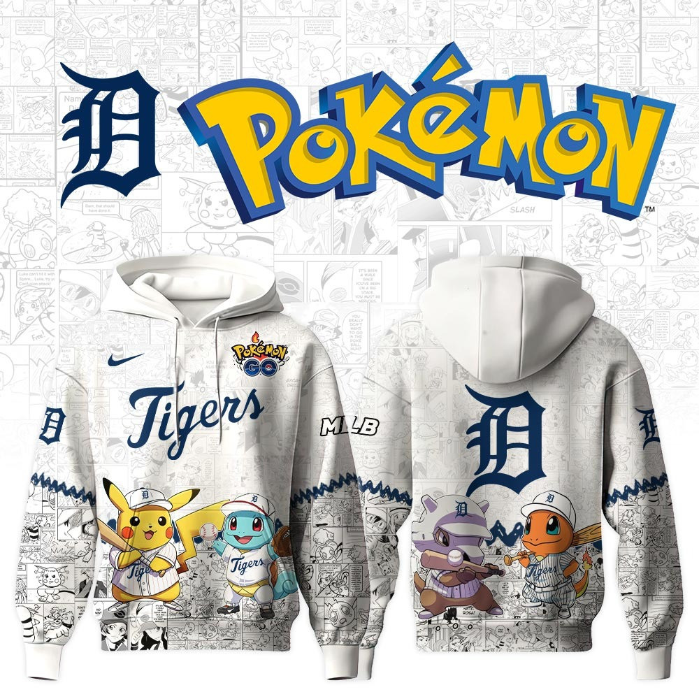 Detroit Tigers X Pokemon Go Hoodie MLB Fan Merch Gifts For Baseball Lovers For Him Her-1