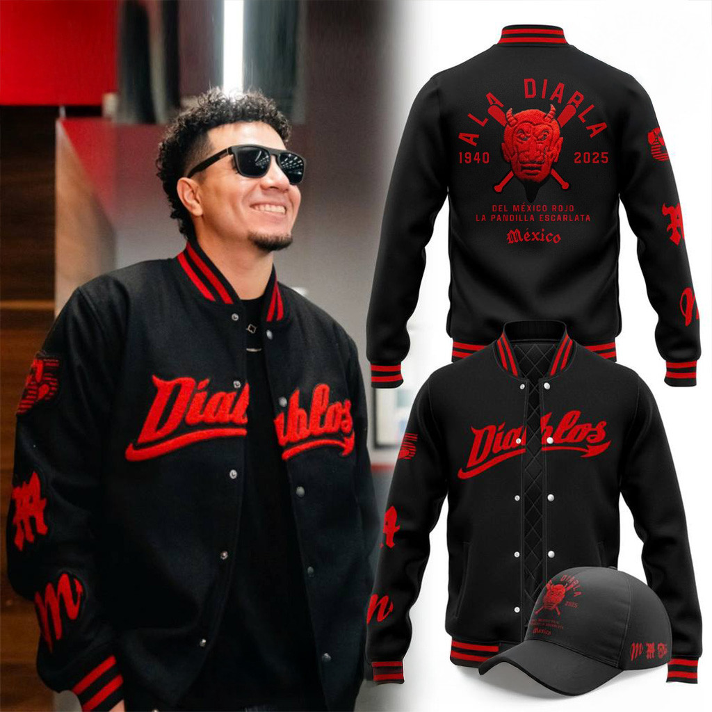 Diablos Rojos Del Mexico Ala Diarla Special Black Baseball Jacket Christmas Presents For Him-1