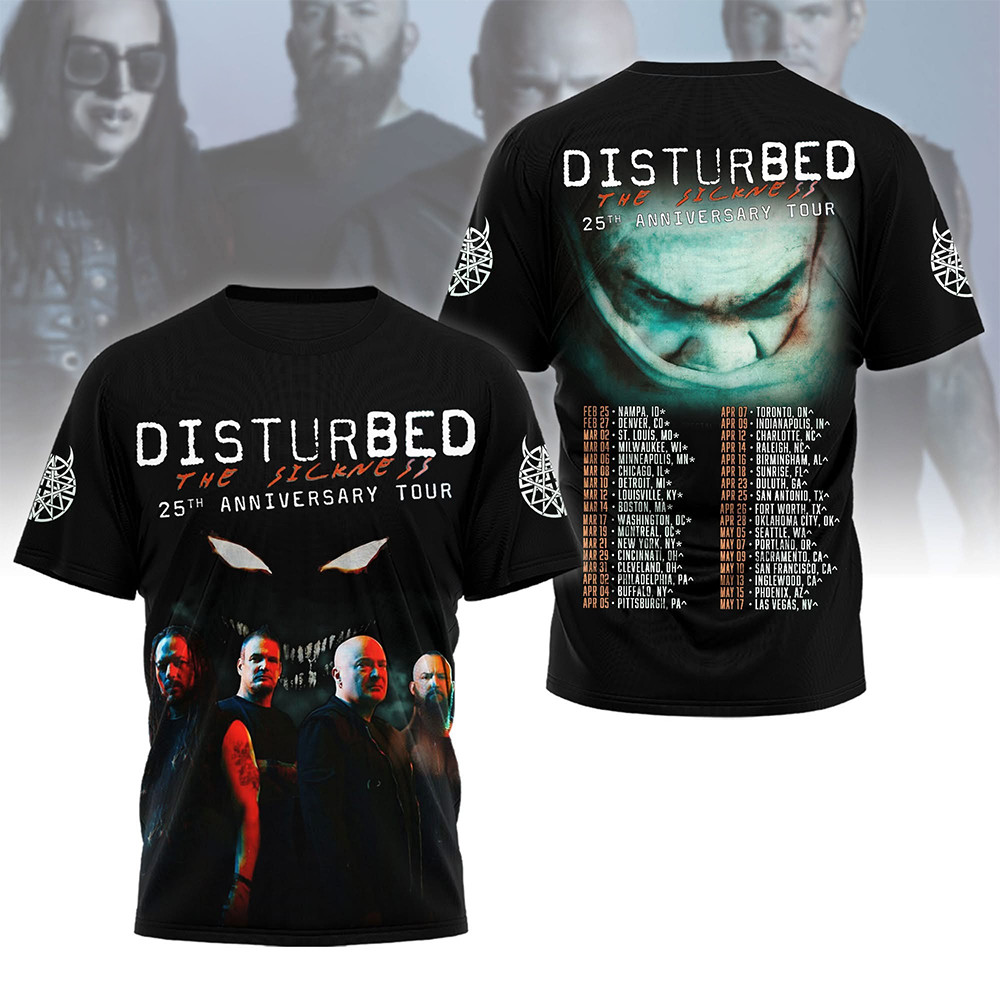 Disturbed Band The Sickness 25Th Anniversary Tour Merch T-Shirt Cool Fan Gifts For Him-1
