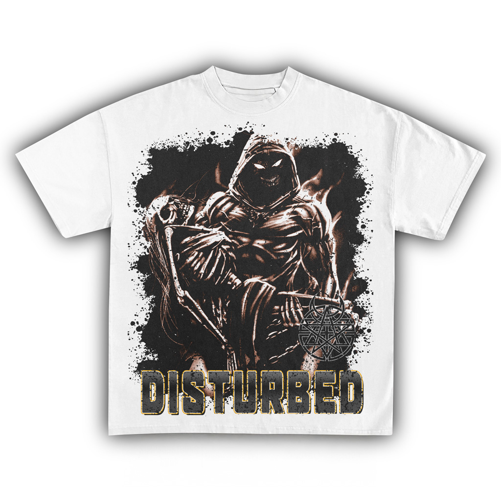 Disturbed Vintage White T-Shirt Disturbed Merch Best Christmas Gift Ideas For Band Fans-1