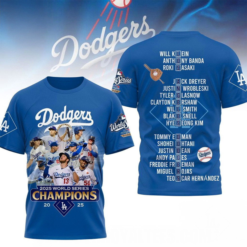 Dodgers 2025 World Series Champions T-Shirt Los Angeles Dodgers Back To Back Champions Shirt-1