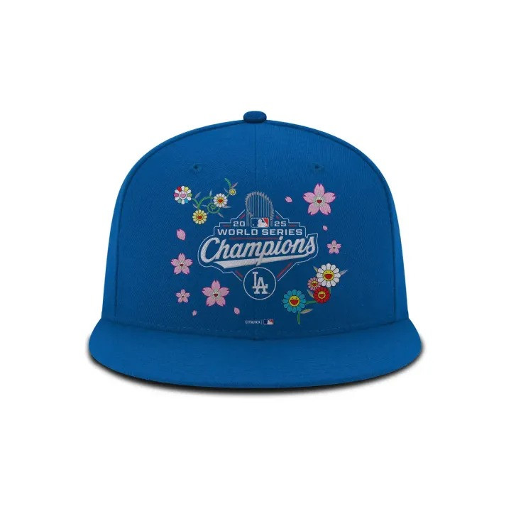 Dodgers Back To Back Champions Hat 2025 LA World Series Champions Cap Flower Ideas For Fan-1