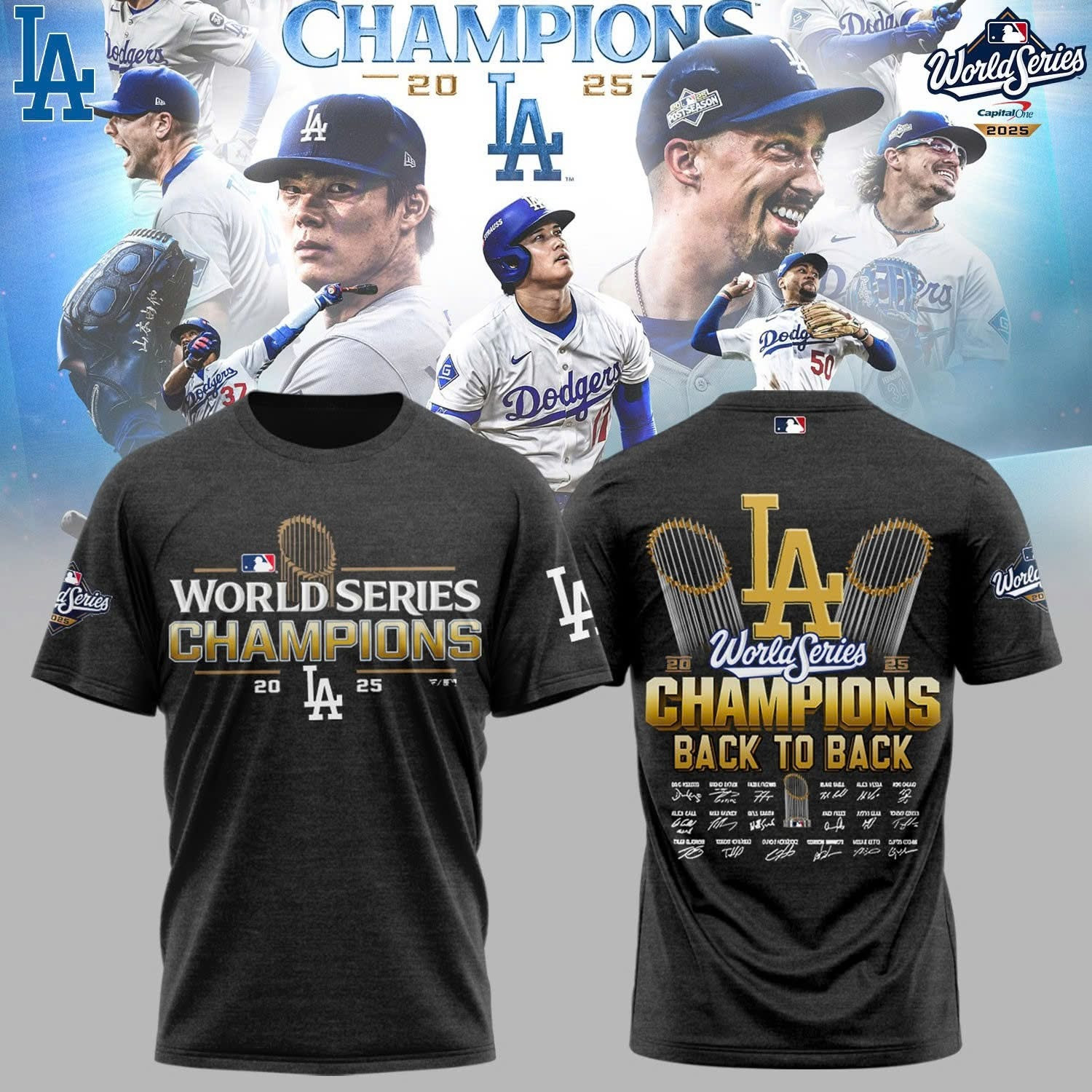 Dodgers Back To Back Champions Shirt 2025 Dodgers World Series Champions Merch Unique-1